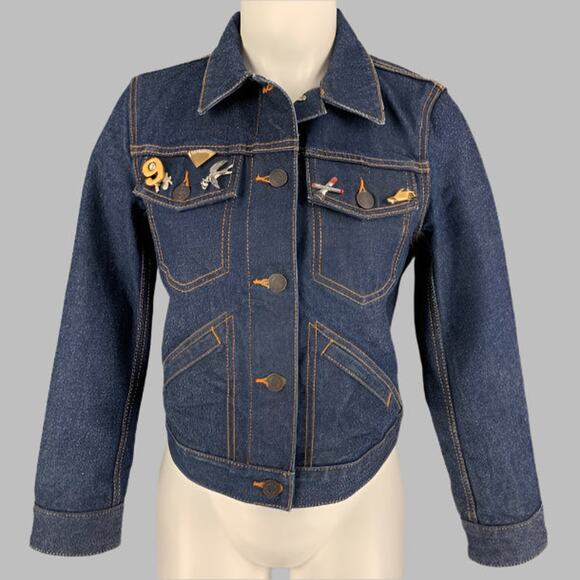 MARC JACOBS Size M Indigo Denim Contrast Stitch Pins Jacket - Picture 1 of 6
